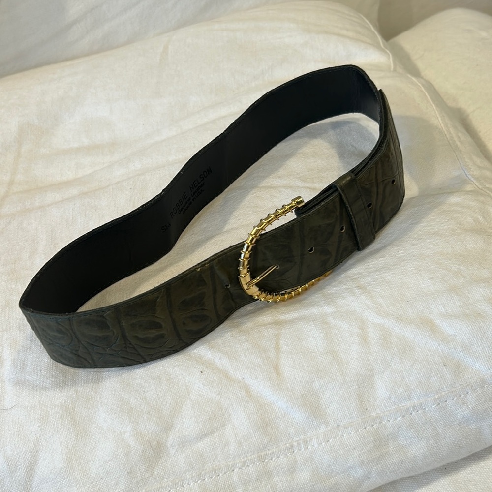 Vintage Robbie Nelson Genuine Leather Green Belt